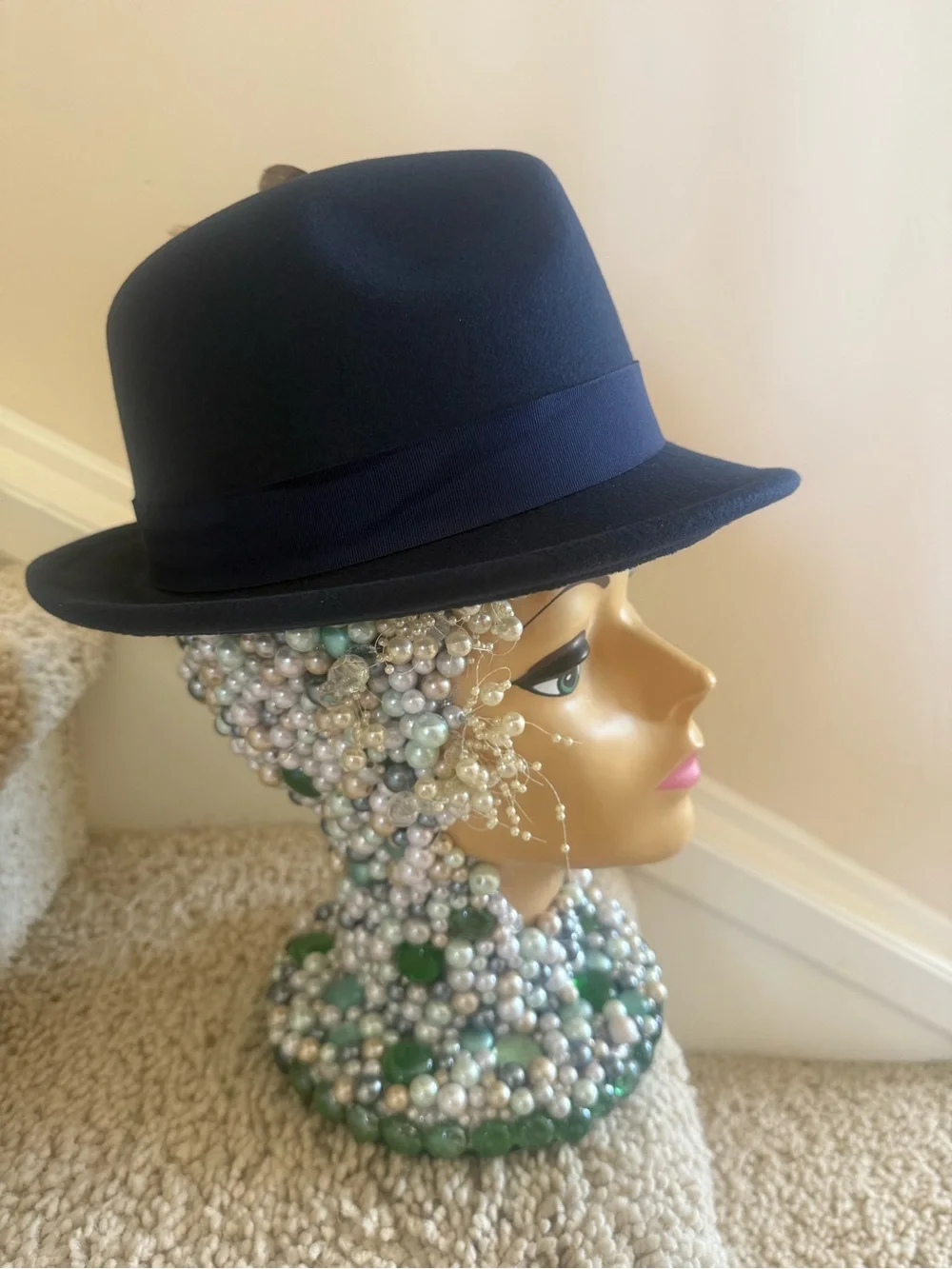 Women’s Navy Fedora Hat - Classic Felt Trilby